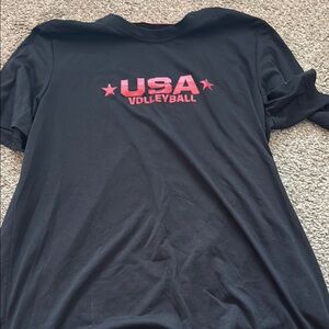 Adidas Black Primegreen Tee with Red USA Volleyball Band